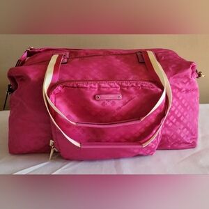 Kate Spade New York Fuchsia Pink Nylon Travel Overnight Duffle Tote Bag Weekend
